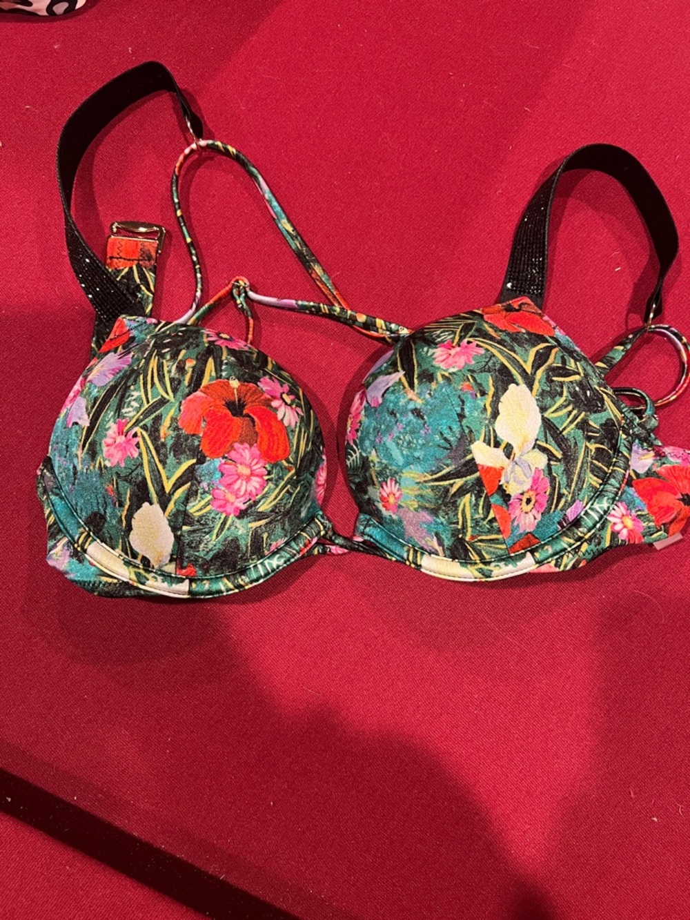 Victoria Secret Floral Print Padded Bikini Swim Top 32B
